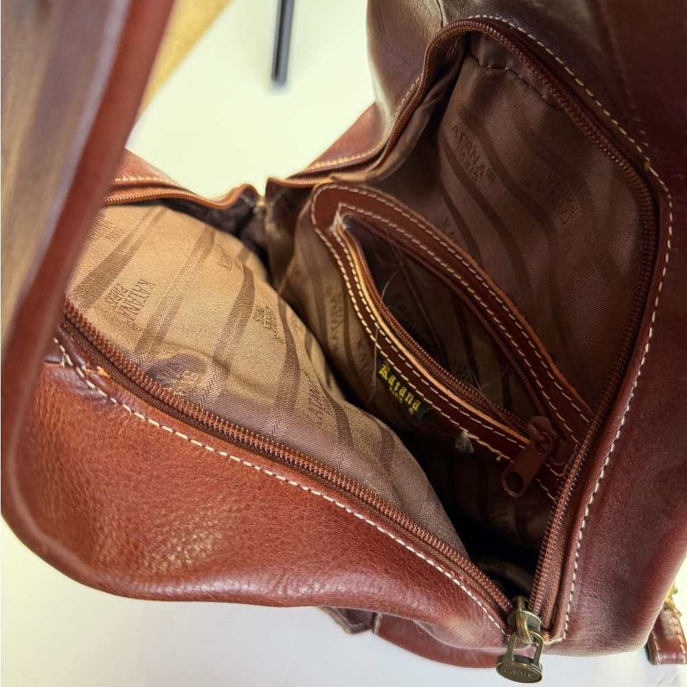 Katana Paris Elegant Brown Leather Women's Backpack Vintage Bag - Picture 15 of 15
